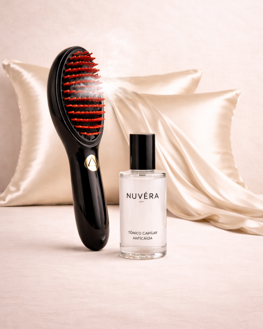 CEPILLO ANTACAÍDA NUVÉRA + TÓNICO CAPILAR Y FUNDAS DE SATÉN DE REGALO